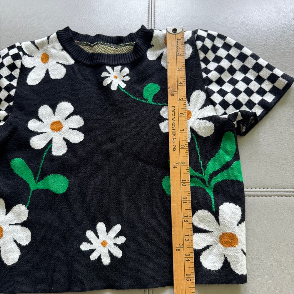 Debut Daisy Women's S Short Sleeve Cropped Coquette Twee Sweater - Picture 5 of 5